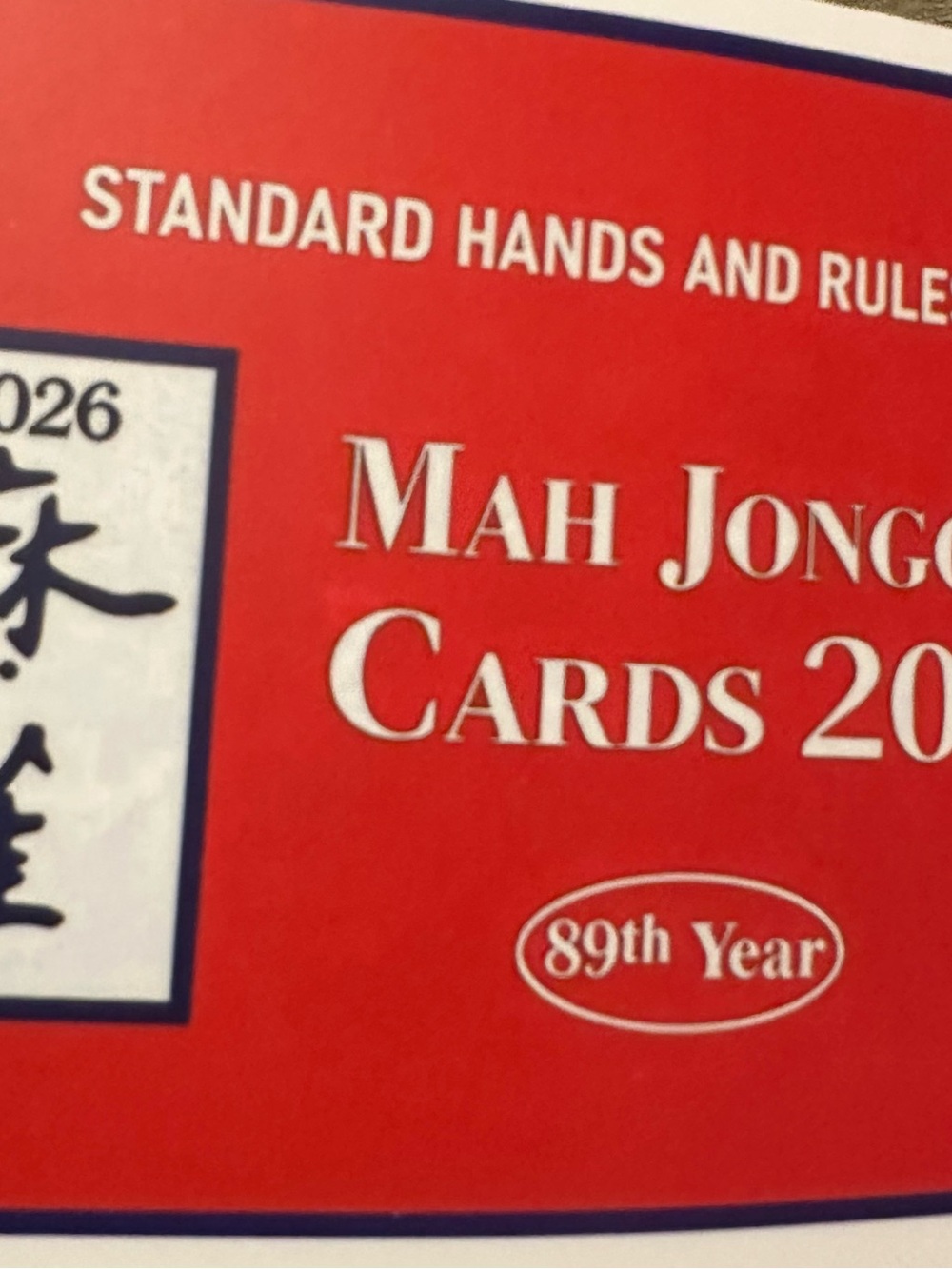 Mah Jongg Cards 2026 - Red Game Card Set by